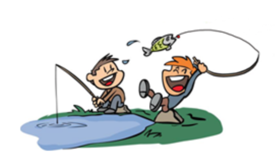 Cartoon fishermen in boat illustration