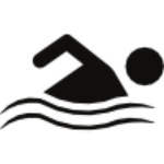 Swimming icon with waves