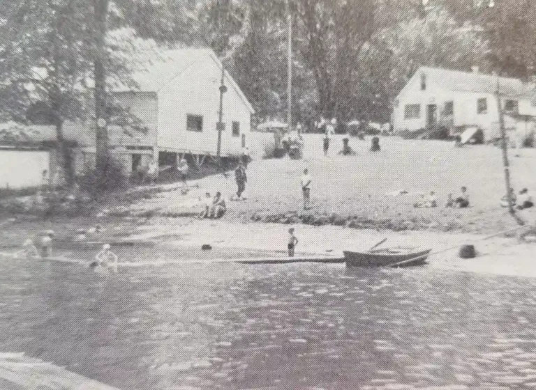 Vintage black and white lake photo